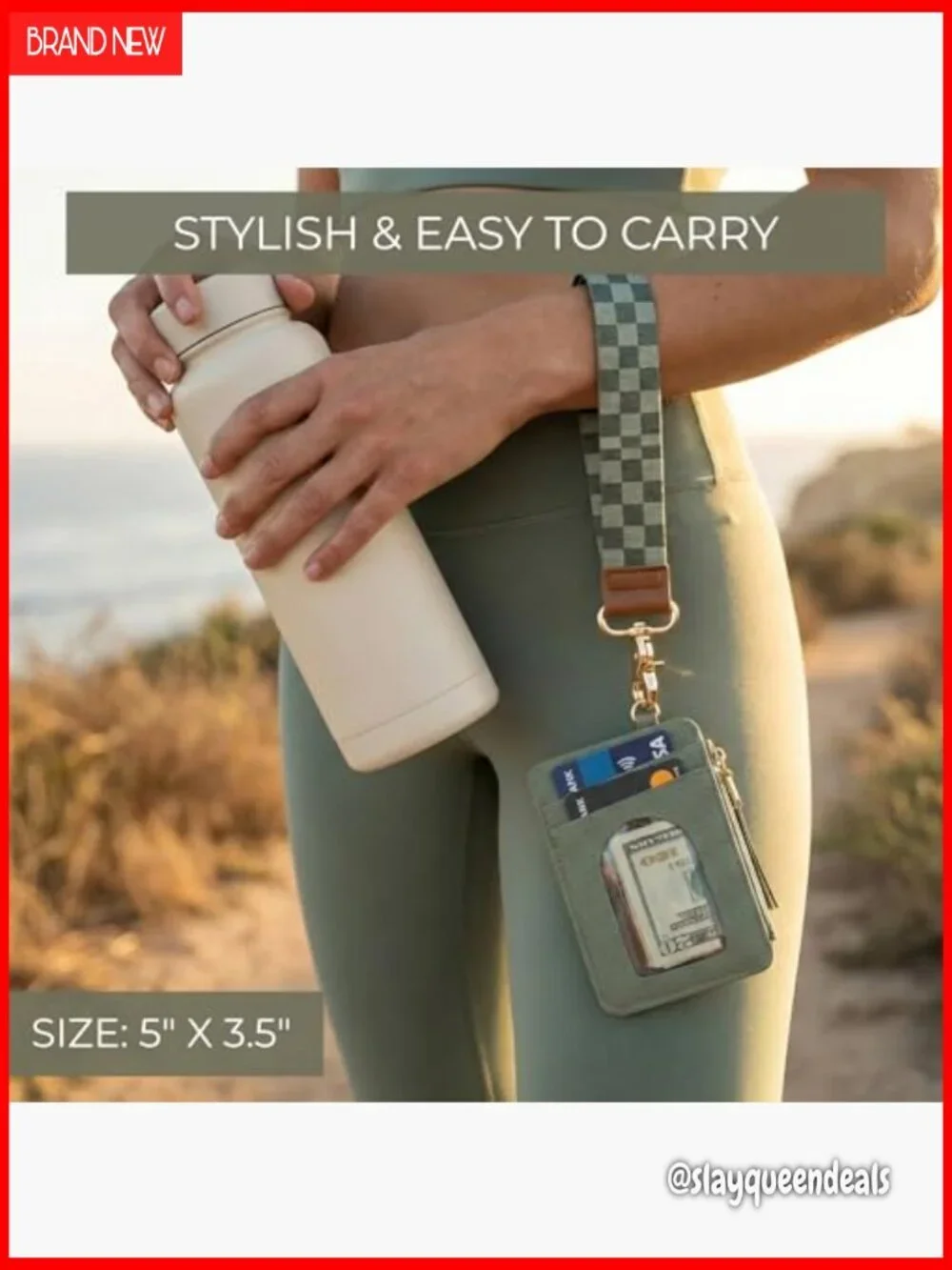 Slim Wristlet Keychain Wallet with RFID Blocking and ID Window
